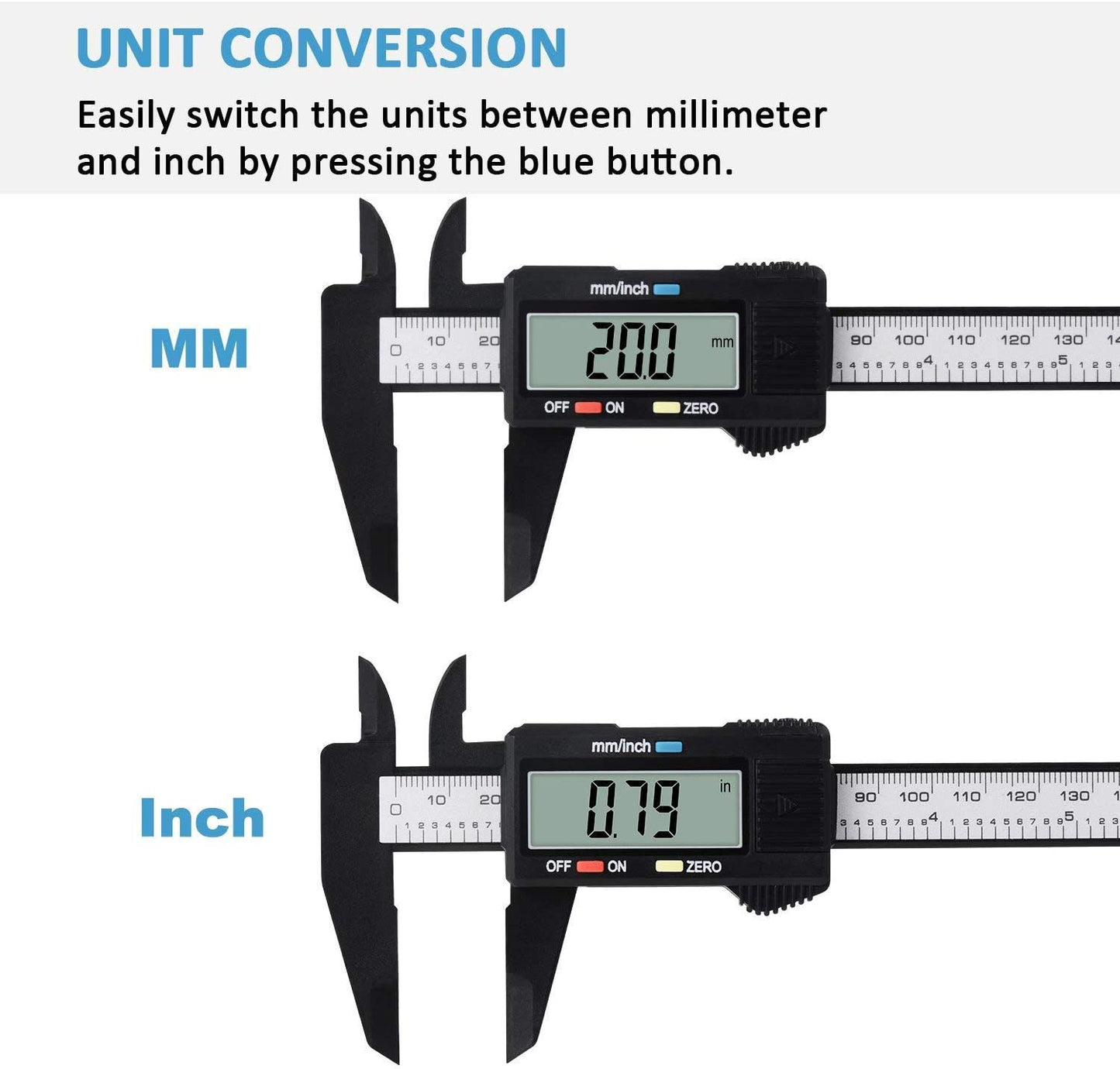 Adoric Digital Caliper, 0-6" Calipers Measuring Tool - With LED Screen