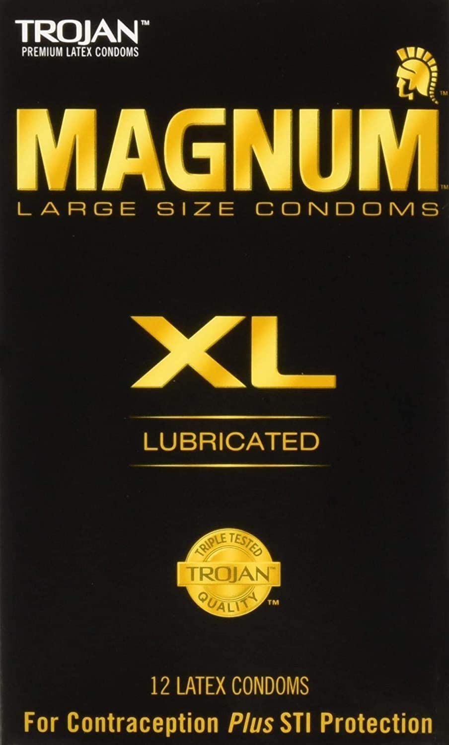 Trojan Magnum XL Large Size Lubricated Condoms (12 Latex Condoms)
