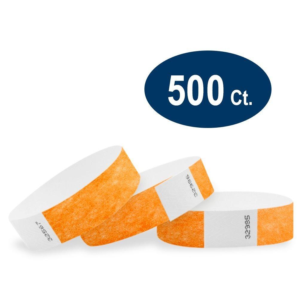 WristCo Neon 3/4" Tyvek Wristbands - 500 Pack Paper Wristbands For Events
