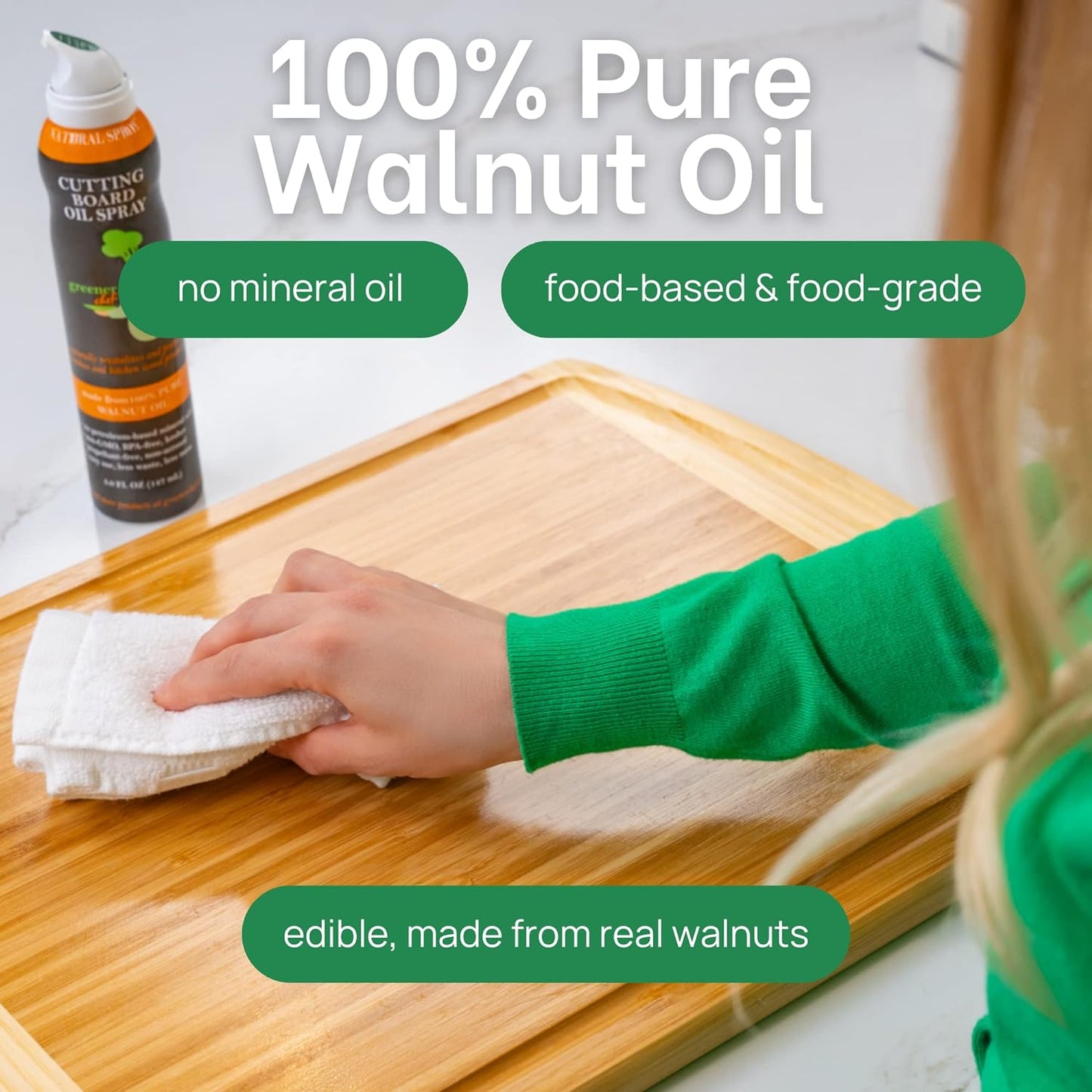 Greener Chef Cutting Board Oil Spray 100% Pure Walnut Oil 147ml