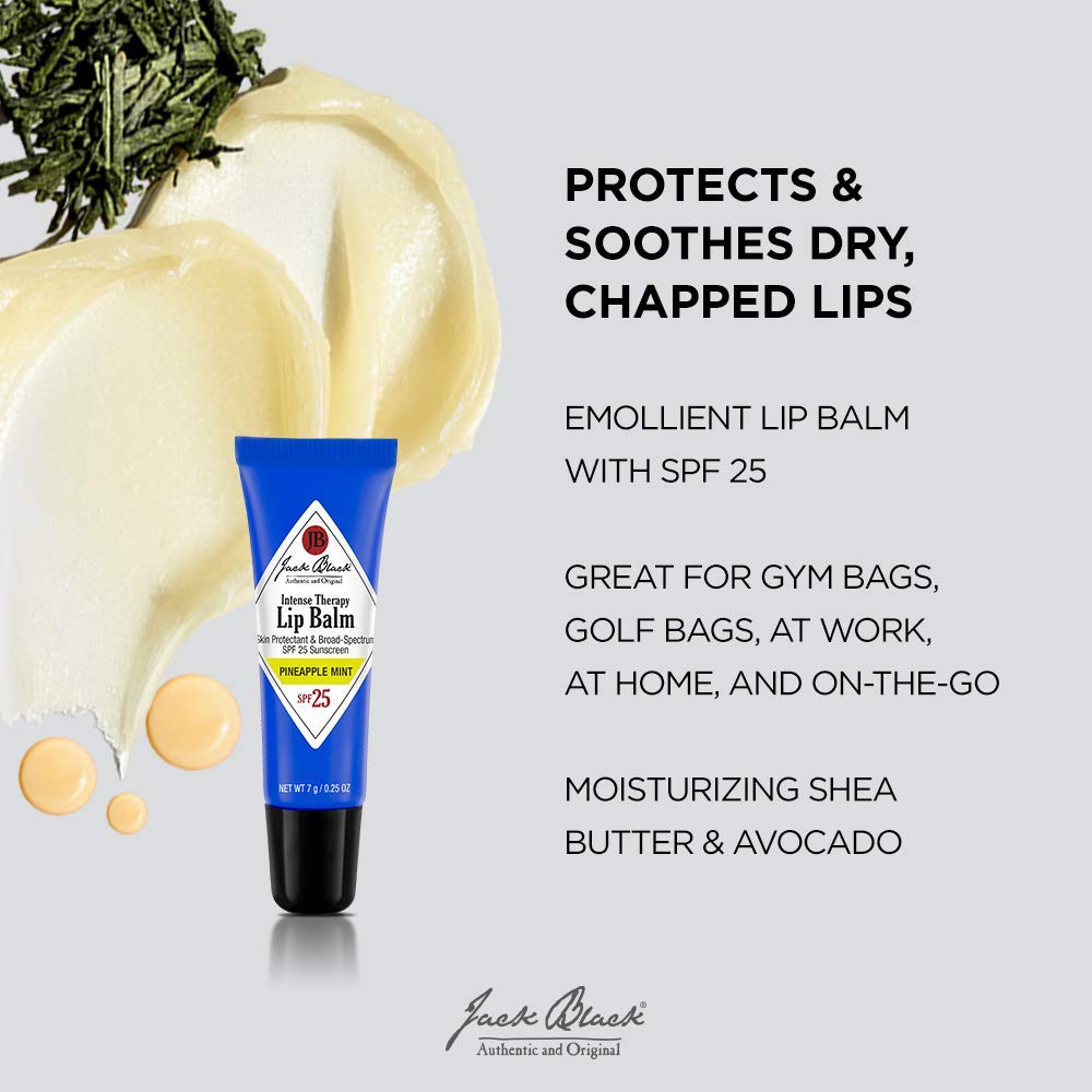 Jack Black Intense Therapy Lip Balm Skin Protectant & Broad - Spectrum Pineapple Mint SPF25 0.25 Oz
