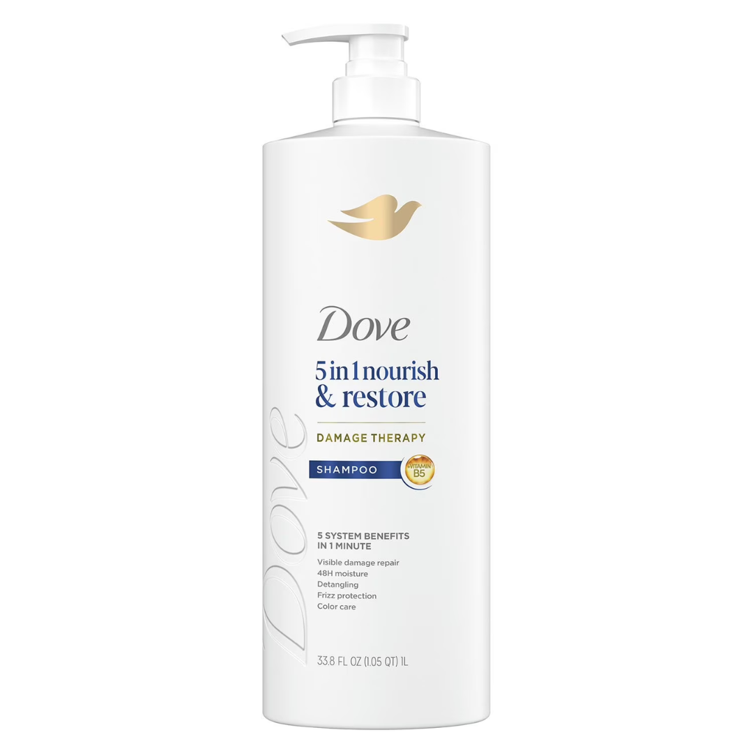 Dove 5 in 1 Nourish & Restore Damage Therapy Shampoo, 1 L / 33.8 fl. oz.