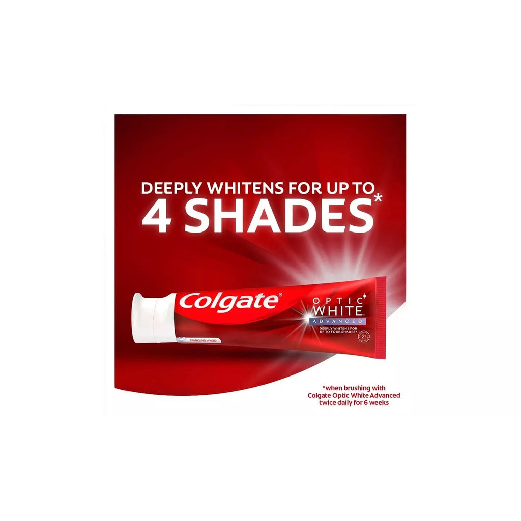 Colgate Optic White Advanced Deeply Whitens Anticavity Toothpaste Enamel Safe Sparkling White 4.2 oz
