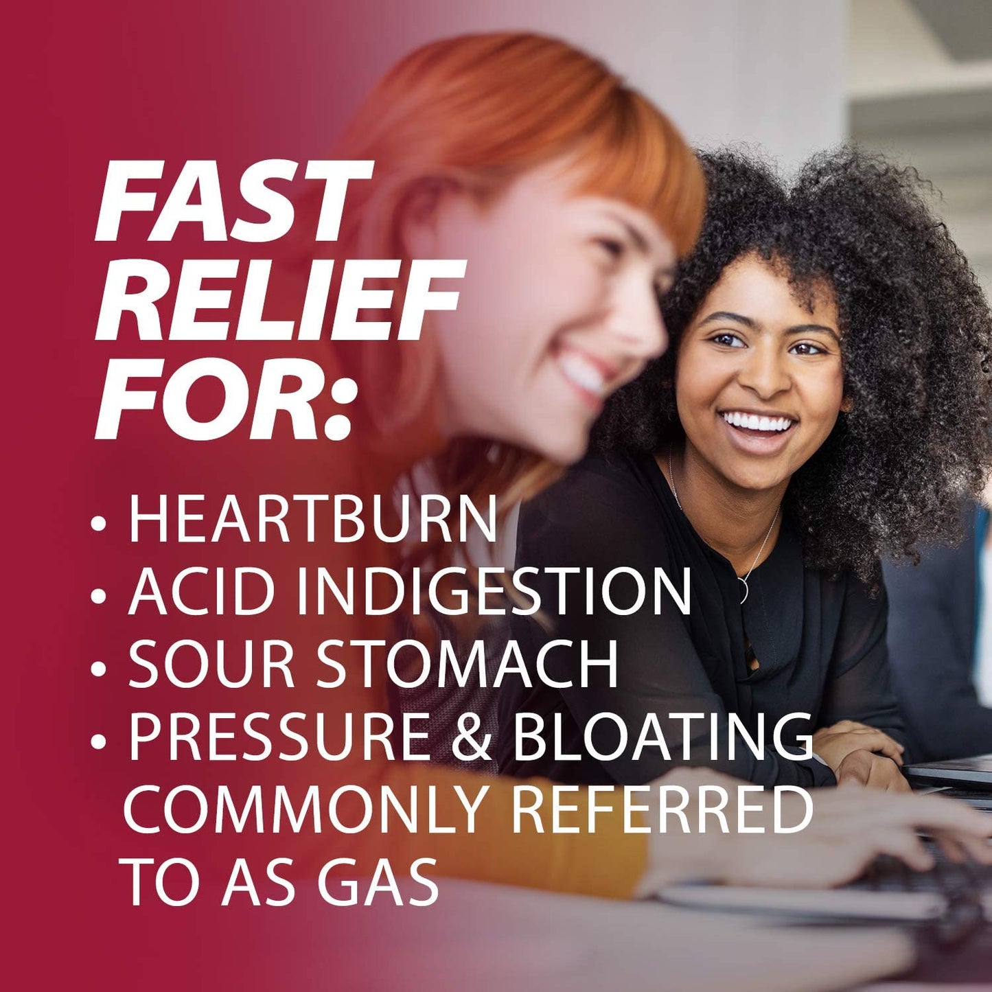 Rolaids Advanced Antacid Plus Anti Gas Chewable Tablets Wild Berry, 60 Count