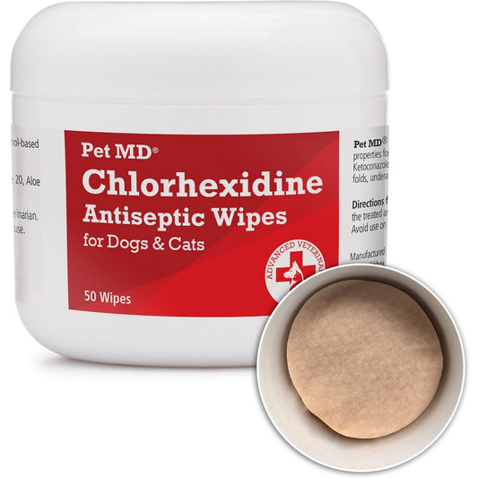 Pet MD Chlorhexidine Antiseptic Wipes for Dogs and Cats, 50 Wipes