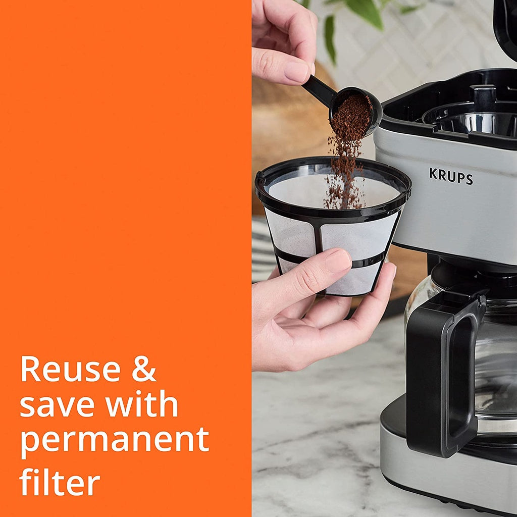 KRUPS Simply Brew Compact Filter Drip Coffee Maker, 5 Cup (Silver)