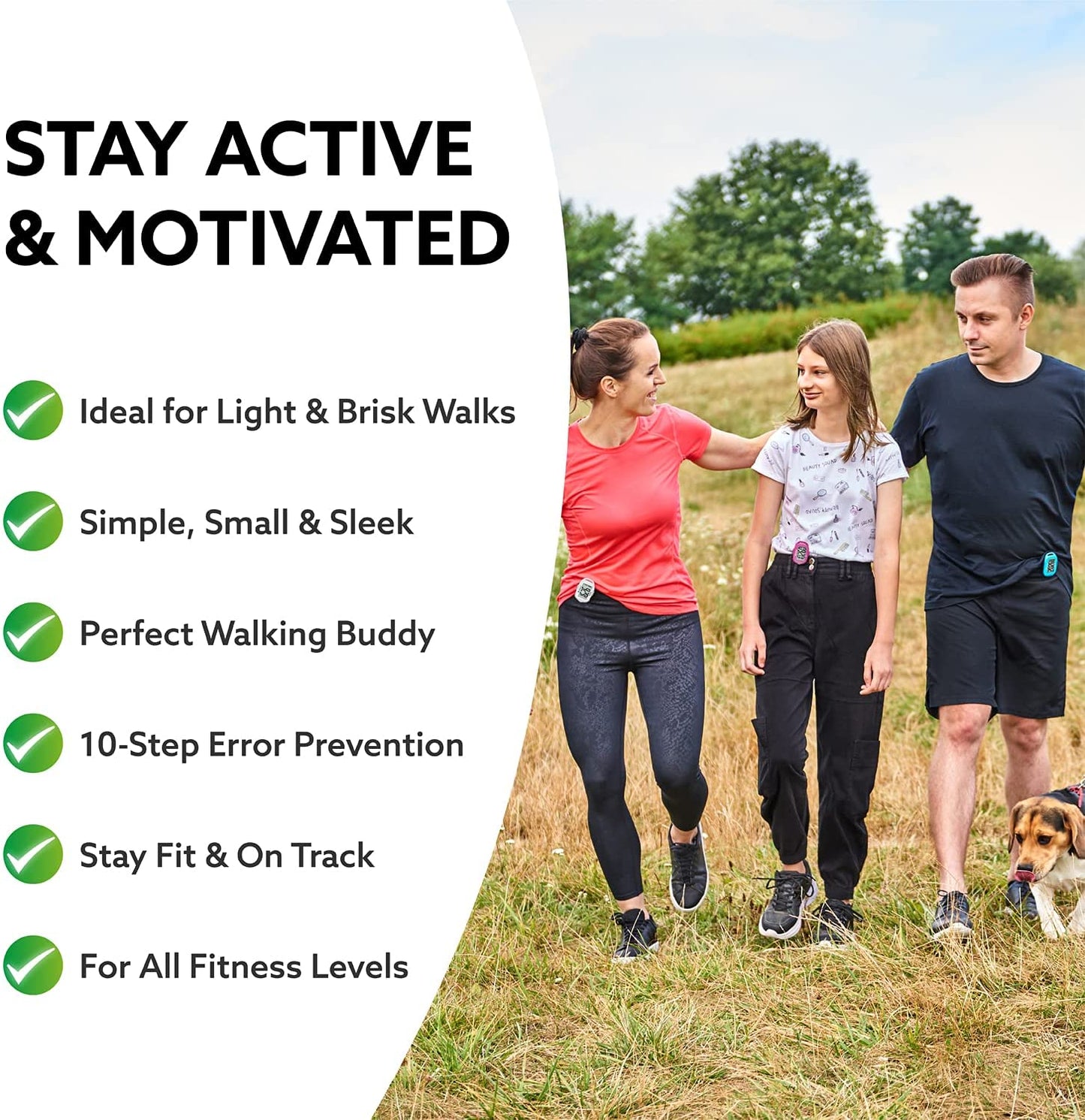 3DFitBud Simple Step Counter (A420S) Walking 3D Pedometer with Clip and Lanyard, Black by 3DActive