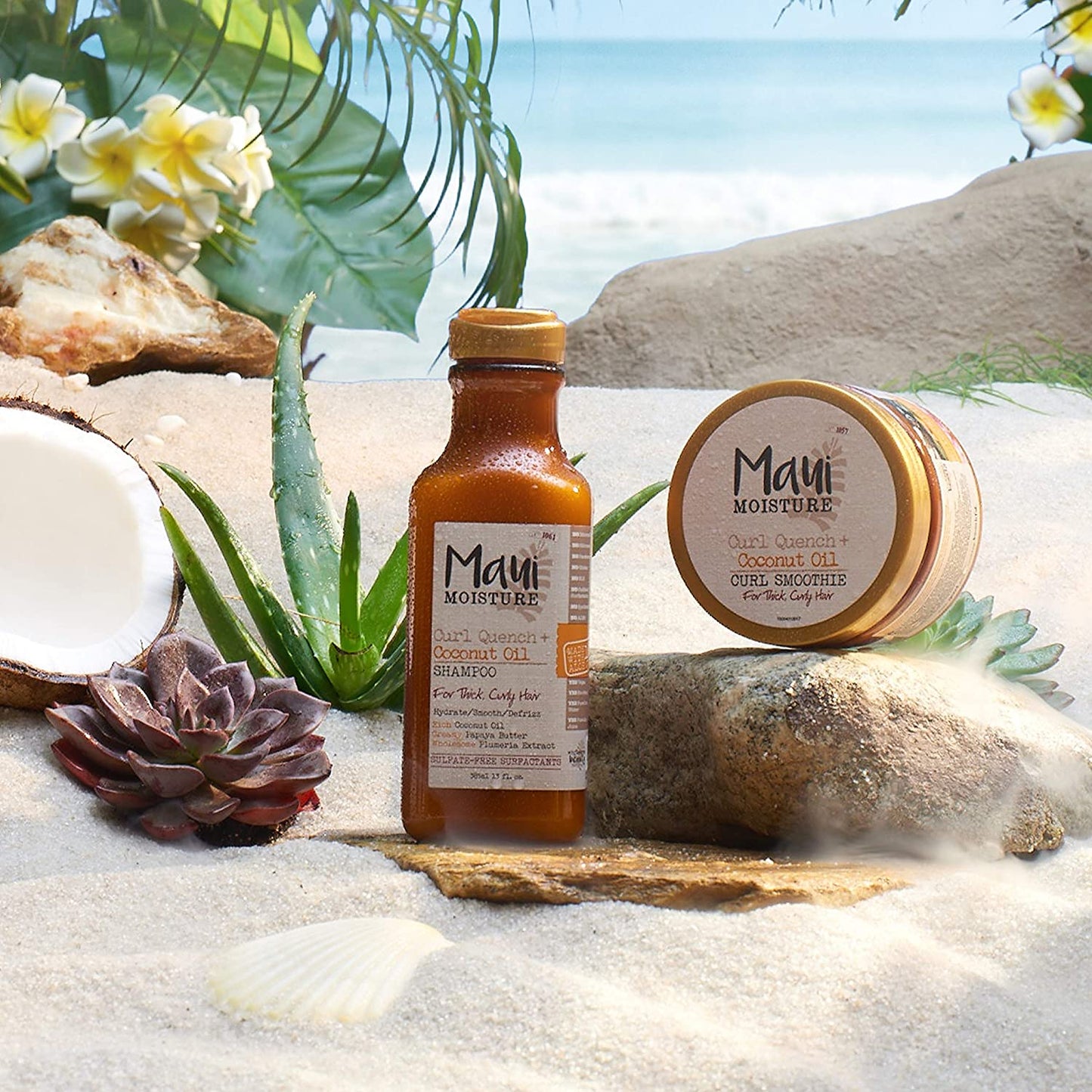 Maui Moisture Curl Quench + Coconut Oil Curl-Defining Anti-Frizz Shampoo to Hydrate and Detangle Tight Curly Hair, Softening Shampoo, Vegan, Silicone- & Paraben-Free, 13 fl oz