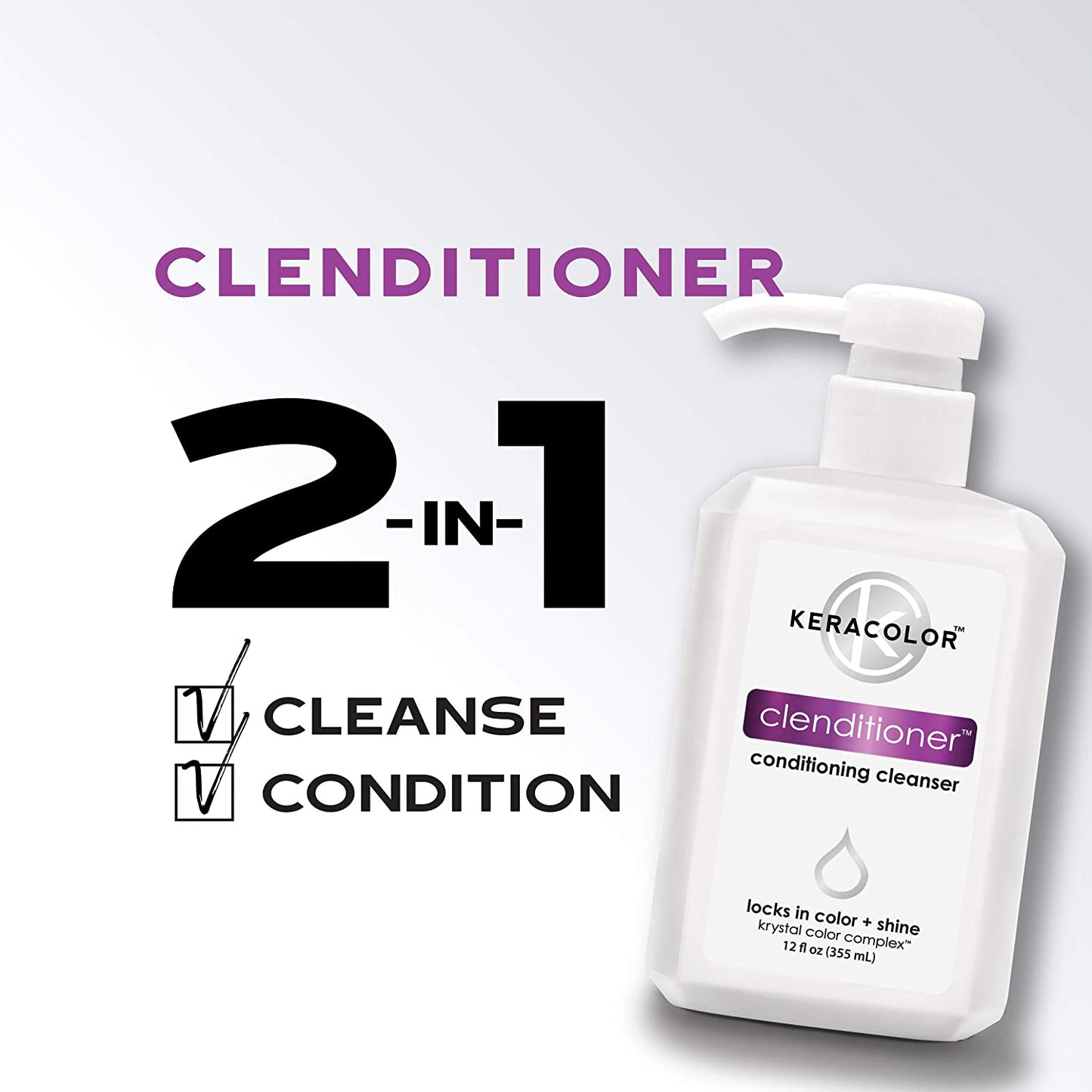 Keracolor Clenditioner Conditioning Cleanser, 12 fl.oz /355ml Gently Cleanse & Condition to Help Lock in Color and Shine