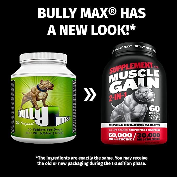 The Original Bully Max Supplements Muscle Builder for Dogs, 60 Tablets PACKAGING MAY VARY