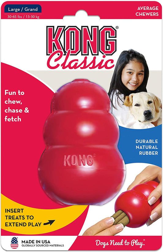KONG Dog Toy Durable Natural Rubber Fun to Chew, Chase and Fetch, Classic, Large