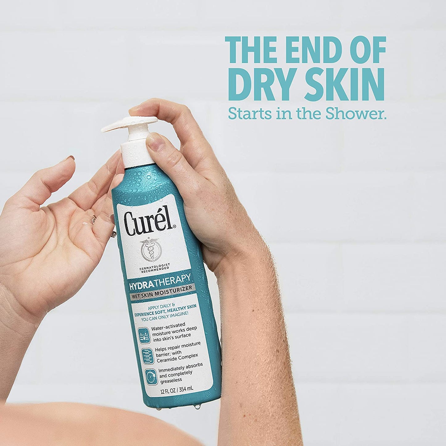 Curel Hydratherapy Wet Skin Moisturizer, In Shower Lotion for Dry or Extra-dry Skin, 12 fl.oz / 354ml