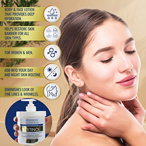 Advanced Clinicals Retinol Advanced Firming Cream Dermatologist & Allergy Tested 16 Oz (456g)