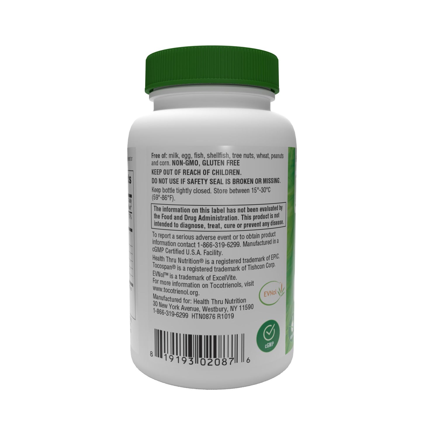 Health Thru Nutrition Tocospan Natural Vitamin E Complex with EVNol Tocotrienols 430mg 60 Softgels