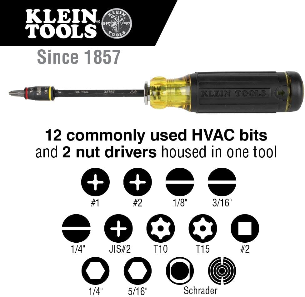 Klein Tools 14-in-1 HVAC Adjustable Screwdriver 3-in-1 Flip Socket 32304