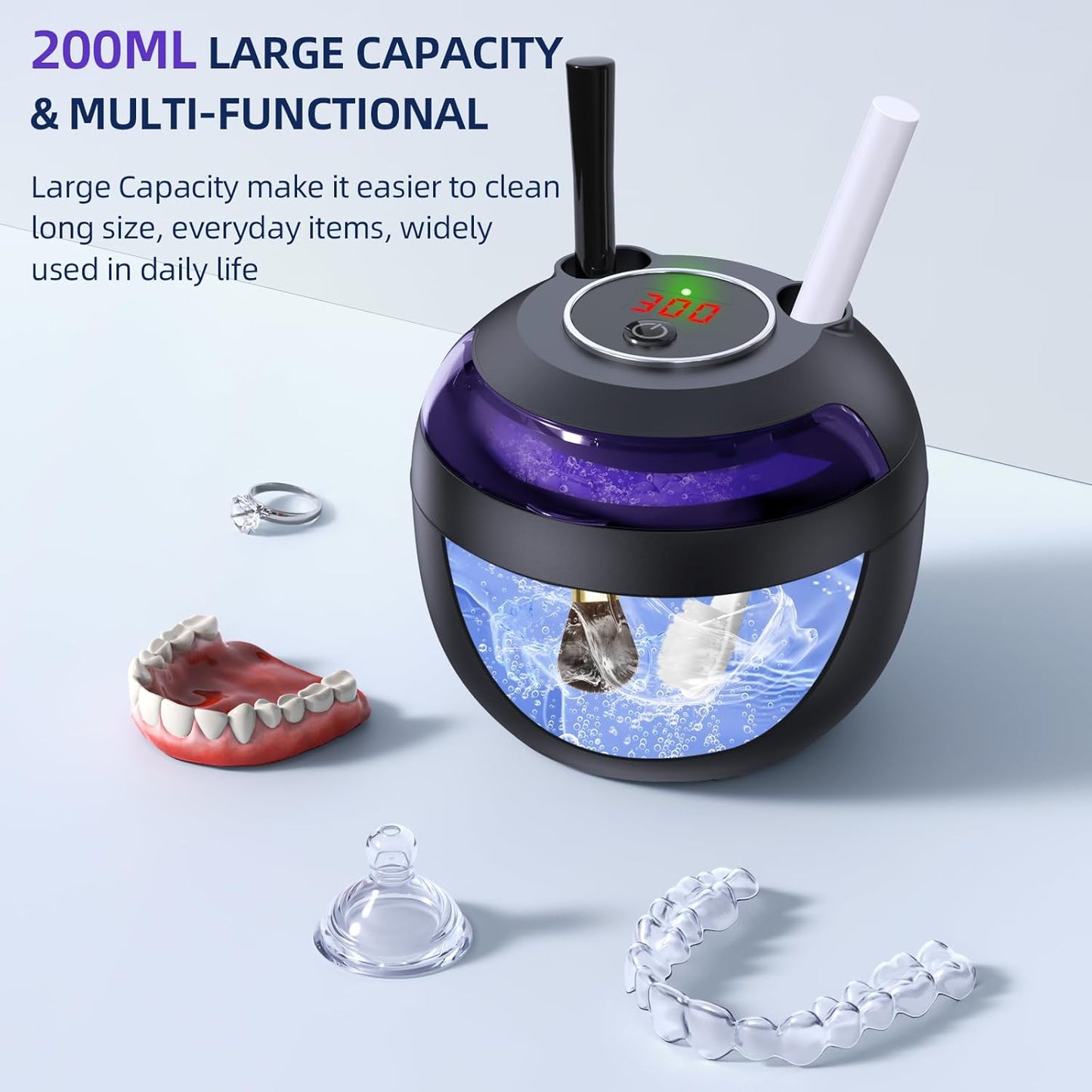 EcoBasic Ultrasonic Retainer Cleaner Aligners Dentures Retainer Guards