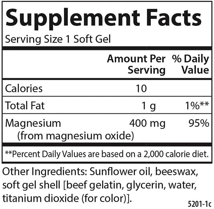 Carlson Magnesium Gels, 400 mg 100 Softgels Heart & Muscle Support