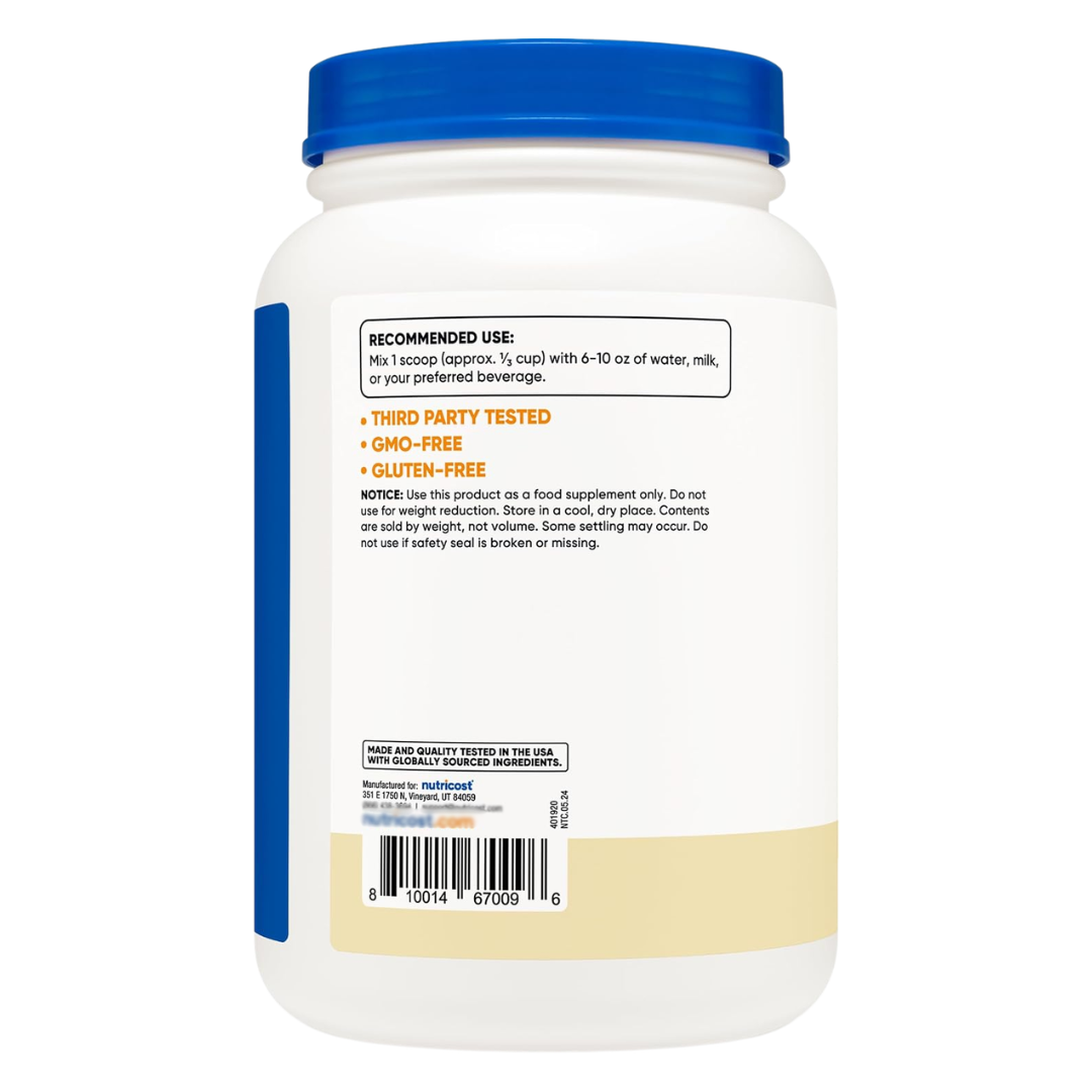 Nutricost Casein Protein Vanilla Powder, 2 lb / 907 g