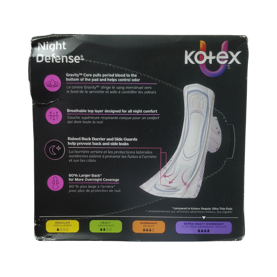 U by Kotex Night Defense Extra Heavy Overnight, 34 Ultra Thin Pads + Wings (DAMAGED BOX)