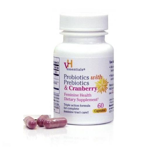 vH essentials Probiotics with Prebiotics and Cranberry Feminine Health Supplement, 60 Count