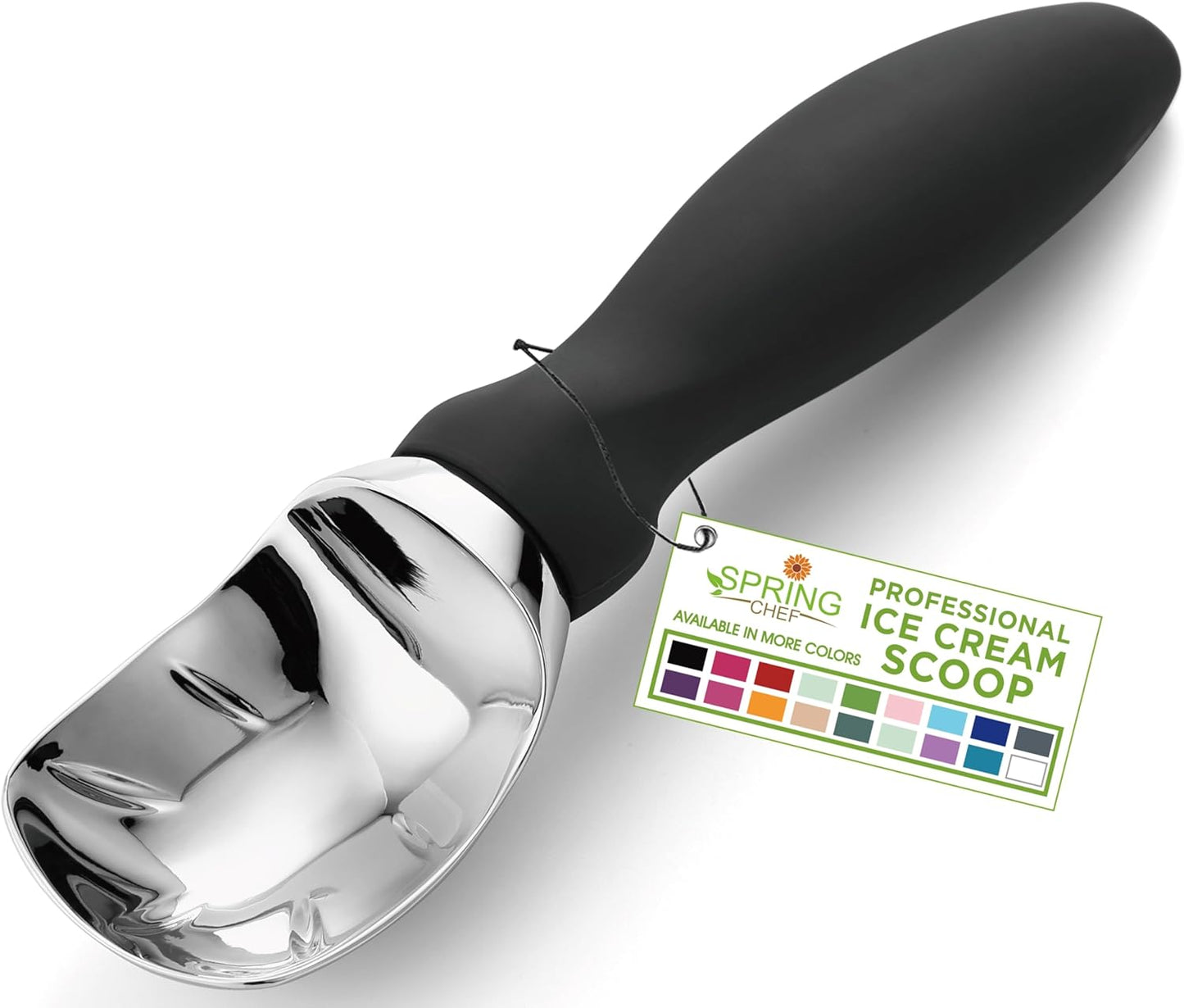 Spring Chef Ice Cream Scoop With Soft Grip Handle (Black)