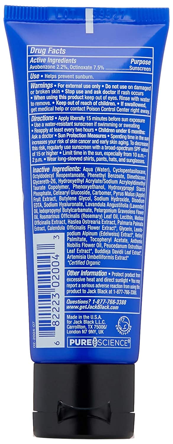 Jack Black Double-Duty Face Moisturizer Broad Spectrum SPF 20 with Blue Algae Extract & Sea Parsley, 1.5 fl.oz / 44ml