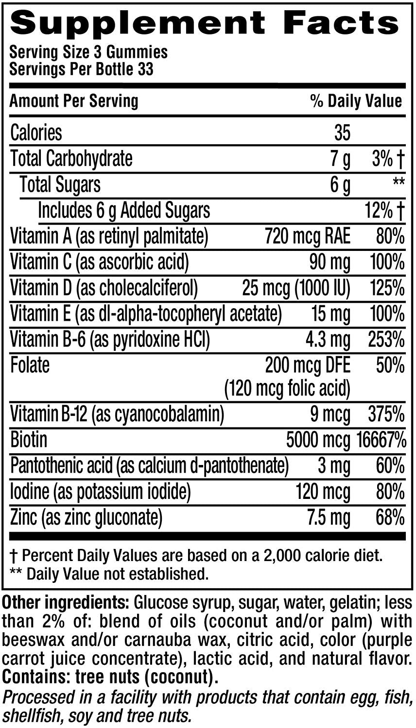 Vitafusion Gorgeous Hair, Skin & Nails Multivitamins (100 Gummies)