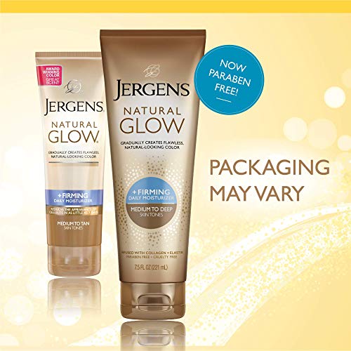 Jergens Natural Glow +FIRMING Daily Moisturizer Self Tanner For Medium to Deep Skin Tones, 7.5 fl.oz / 221ml