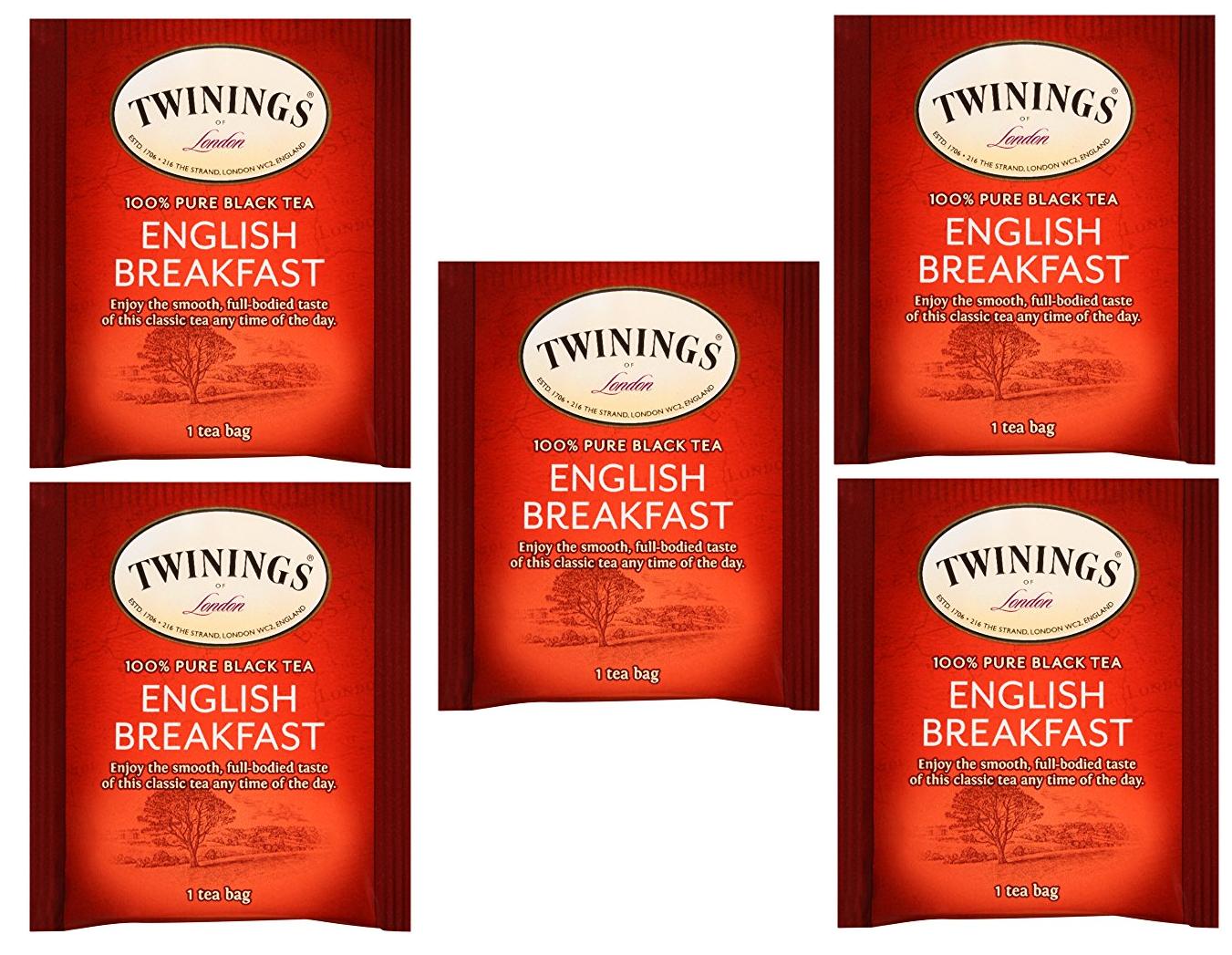 Twinings of London English Breakfast Tea 100% Pure Black Tea (Pack of 5)