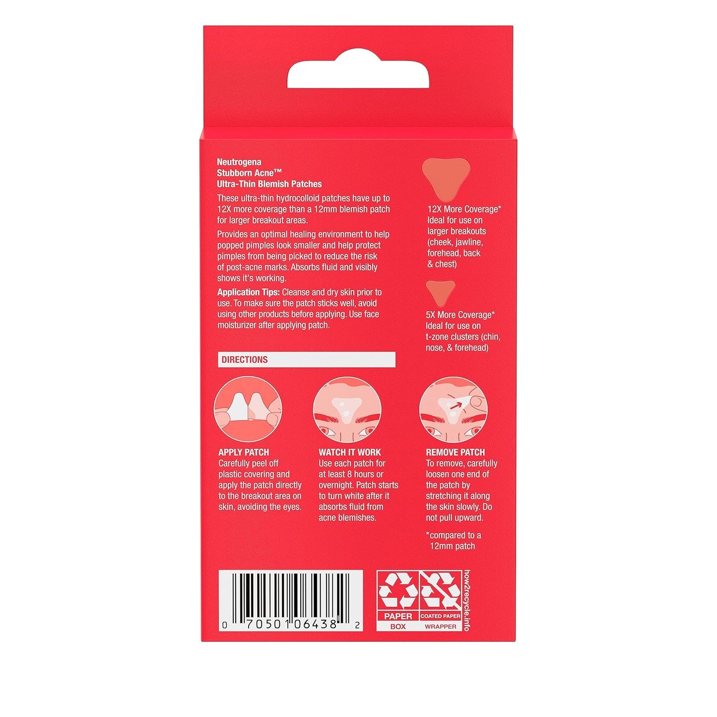 Neutrogena Stubborn Acne Ultra Thin Blemish Patches Combination Pack 5 Small And 5 Large Triangle, 10 CT Patches