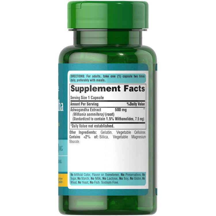 Puritans Pride Ashwagandha Standardized Extract 500mg 60 Cap