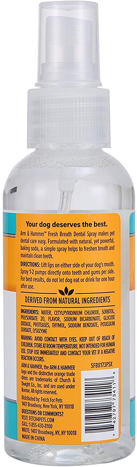 Arm & Hammer Advanced Care Dental Spray Fresh Breath and Whitening for Dogs, 4 fl. oz. 118 ml