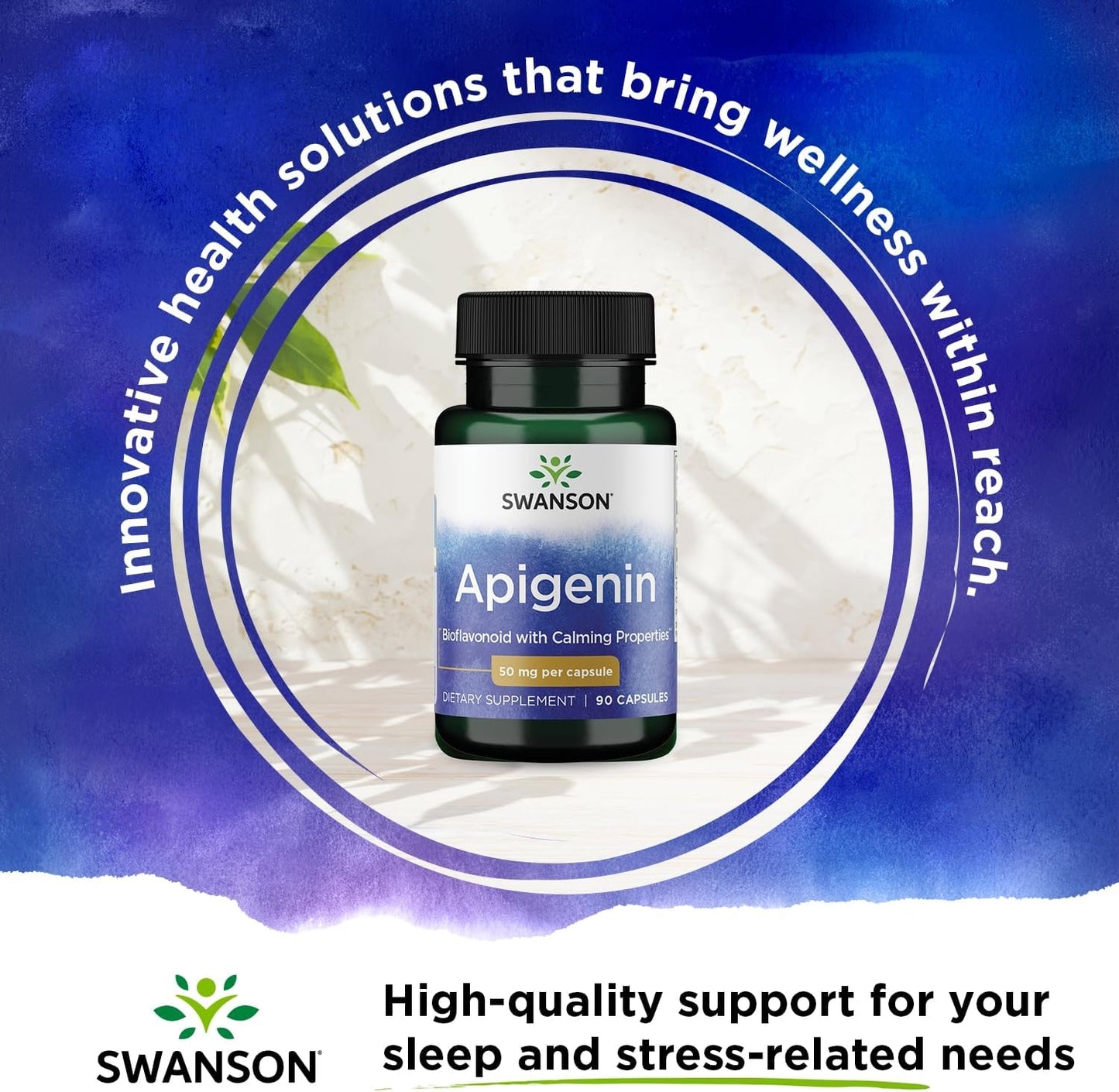 Swanson Apigenin Bioflavonoid with Calming Properties 50mg Supplement 90 Capsules