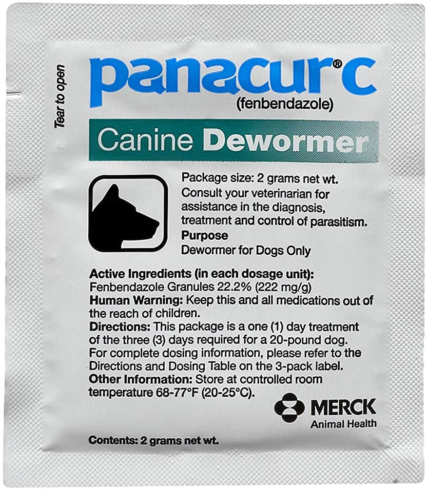 Panacur C Canine Dewormer for Dogs Only, 3 Packets (2g each)