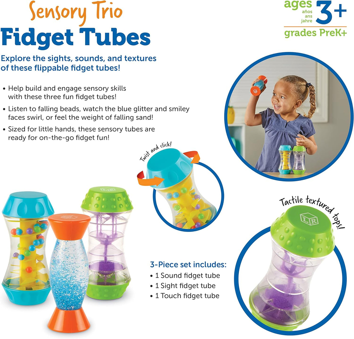 Learning Resources Sensory Trio Fidget Tubes 3+ Ages