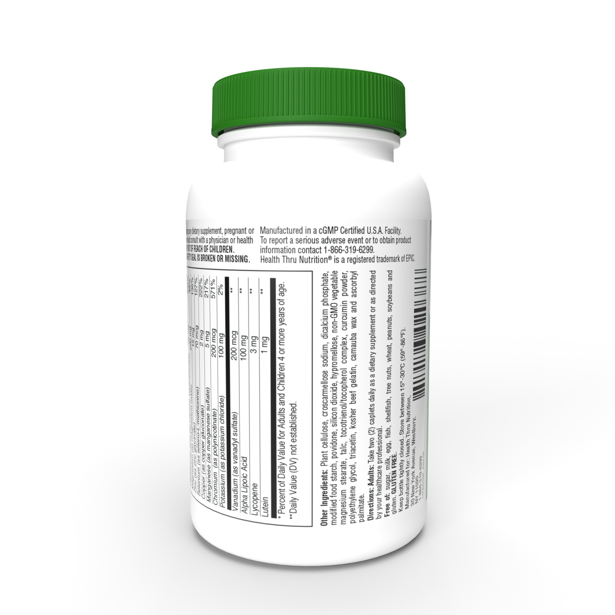 EXPIRY 03/2025 Health Thru Nutrition Ultra-Betic Sugar Free Multi-Vitamin with Lutein, Lycopene & ALA, 60 Caplets