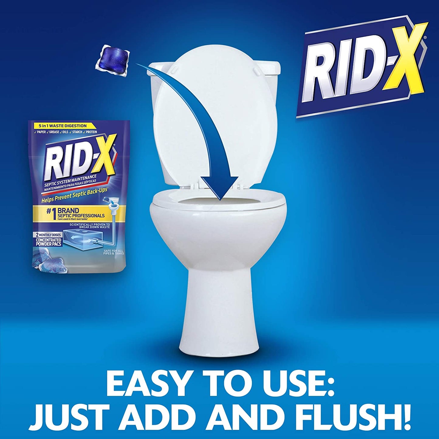 Rid-X Septic System Maintenance Helps Prevent Septic Back-Ups 3.2 Oz / 90g