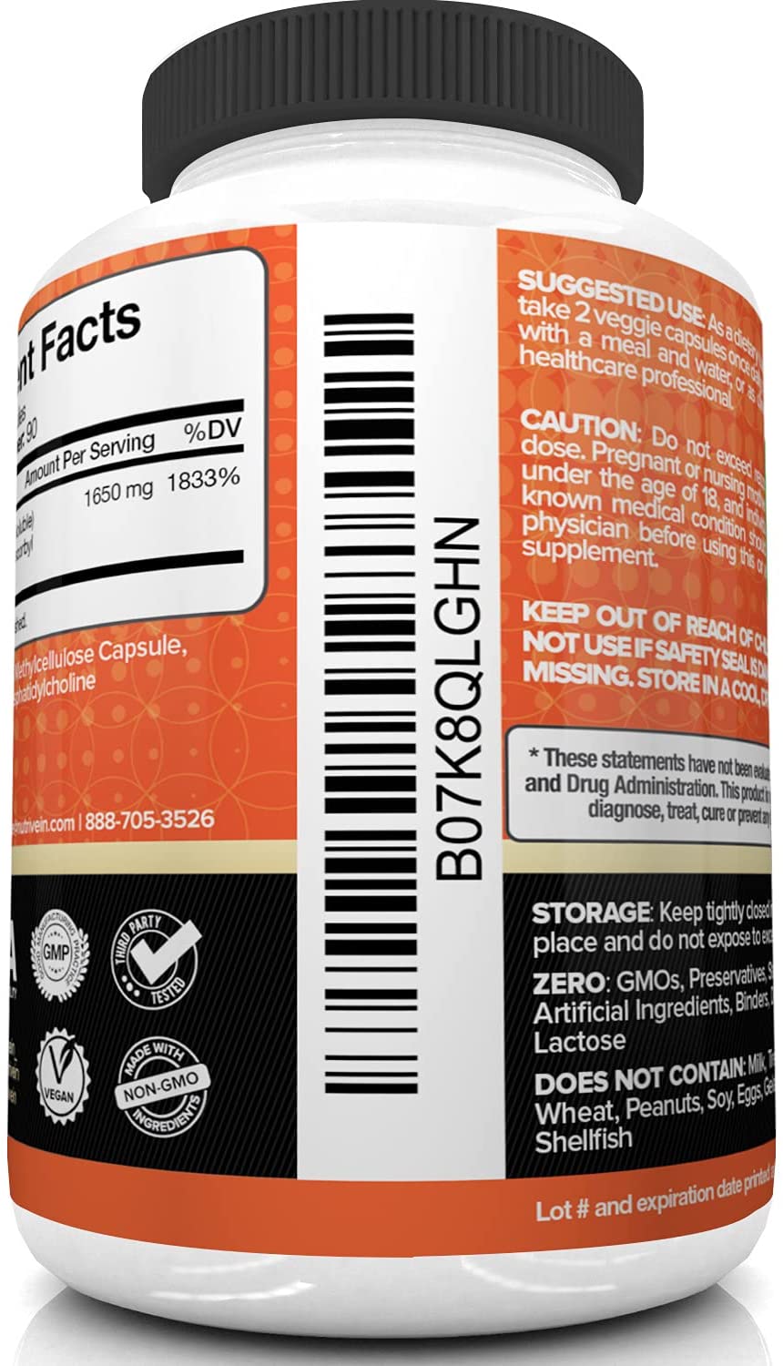 Nutrivein Liposomal Vitamin C 1650mg, 180 Vegetable Capsules