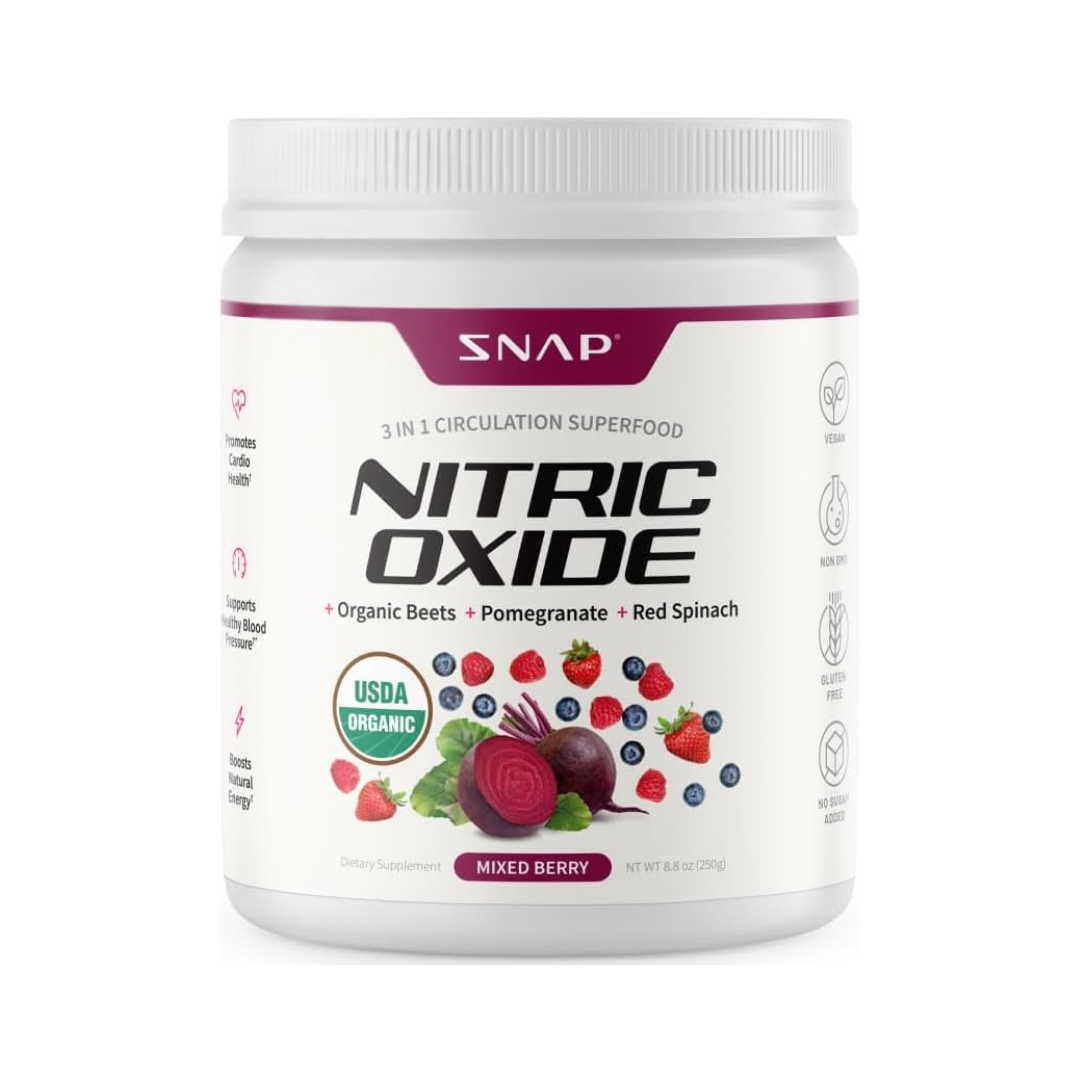 SNAP Supplements Nitric Oxide Organic Beets Mixed Berry Flavor, 8.8 oz. / 250g