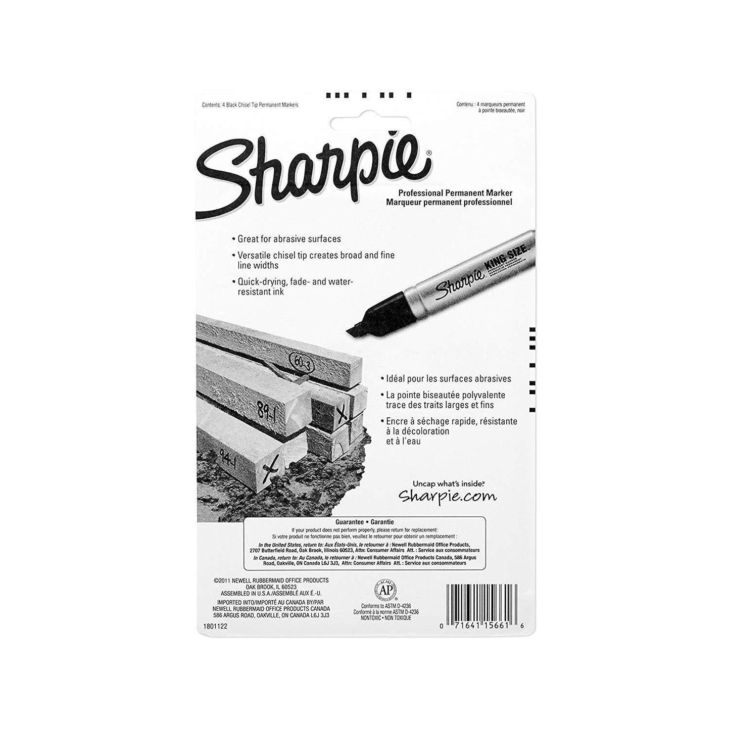 Sharpie 15661PP King Size Permanent Marker, Black, Pack of 3