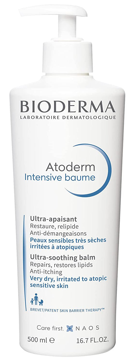 Bioderma Atoderm Intensive Ultra-Soothing Balm Face & Body Moisturizer for Very Dry Sensitive Skin, 16.7 fl.oz / 500ml