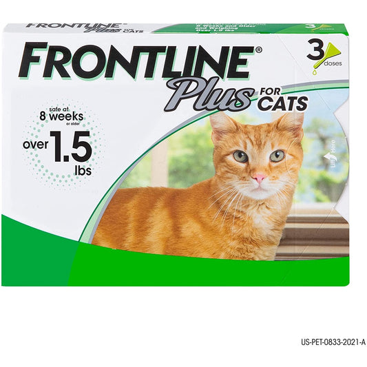 Frontline Plus for Cats and Kittens 8 Weeks and Older and Weighing Over 1.5 lbs for 3 doses, 1 box