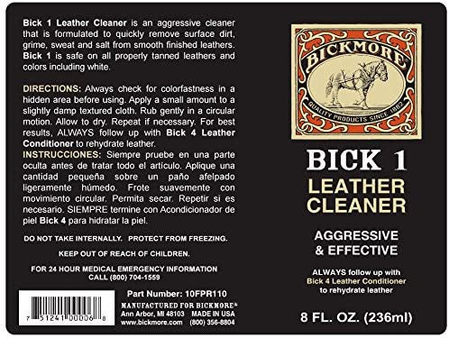 Bickmore Bick 1 Leather Cleaner 8 oz Best Deep Cleaner Shoes, bags, Accessories, Furniture etc.