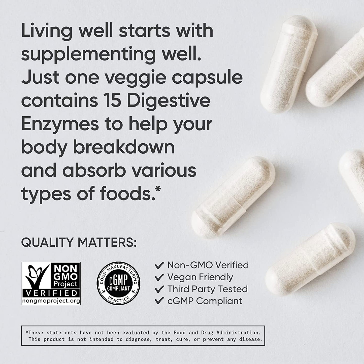 Sports Research Plant-Based Digestive Enzymes Helps Ease Digestion - 90 Veggie Capsules
