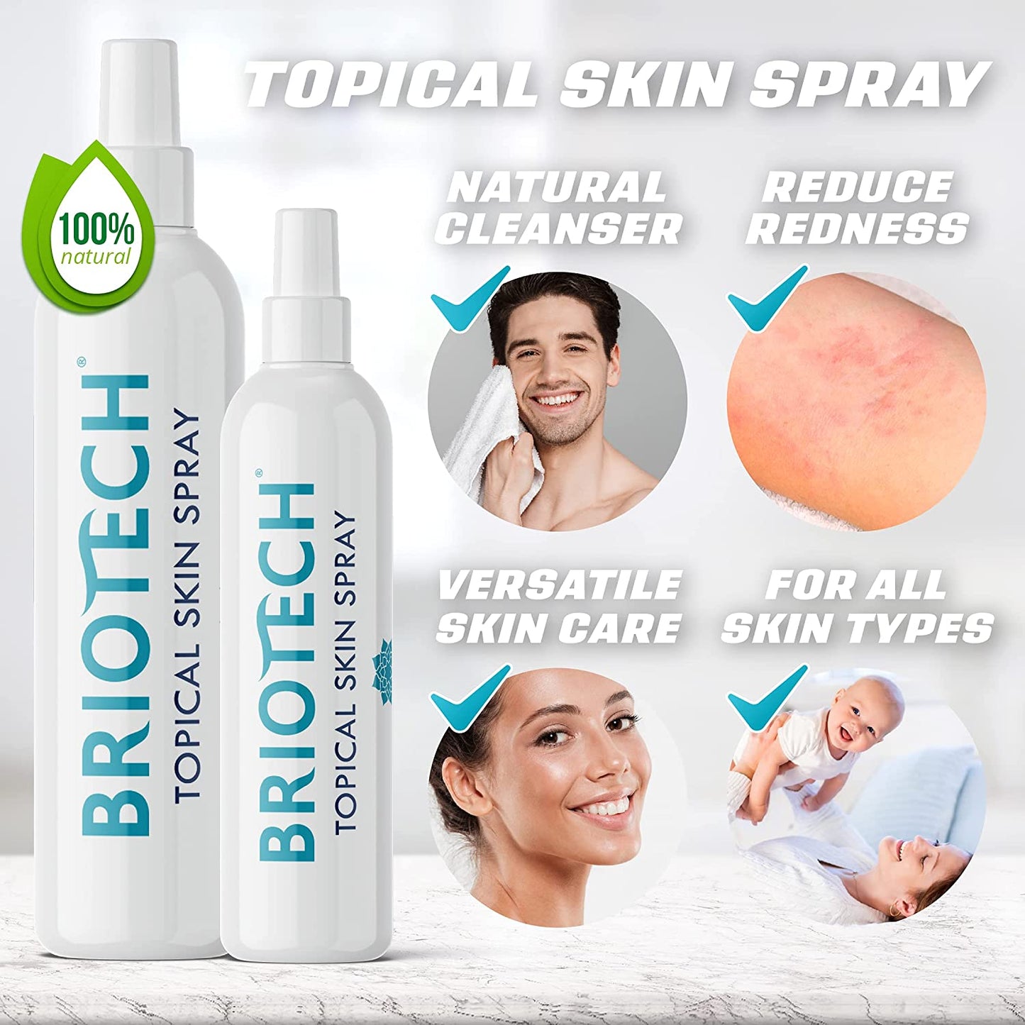 BRIOTECH Skin Relief Spray for Aftercare, Marks & Blemish Care Solution, 4 oz