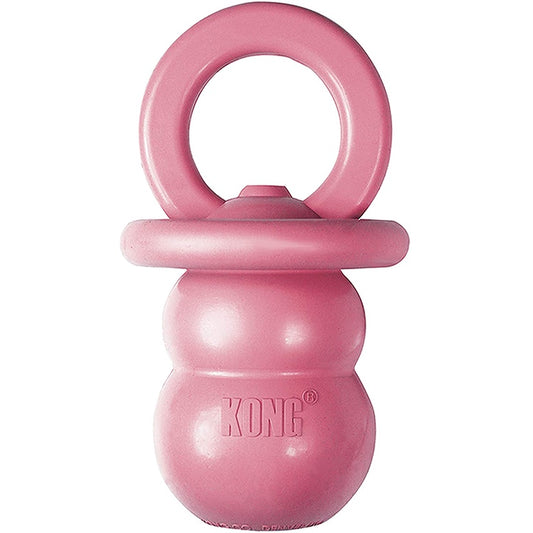 KONG Puppy Binkie, Soft Teething Rubber, Treat Dispensing Dog Toy, Pink Medium