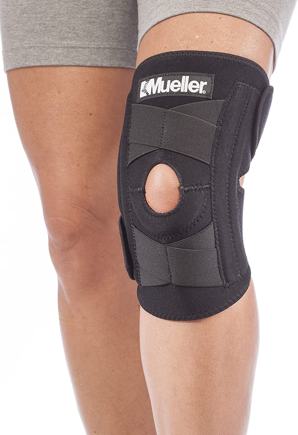 Mueller Black Self-Adjusting Knee Stabilizer 3 Inches Above Knee Fits 14” - 20” PACKAGING MAY VARY