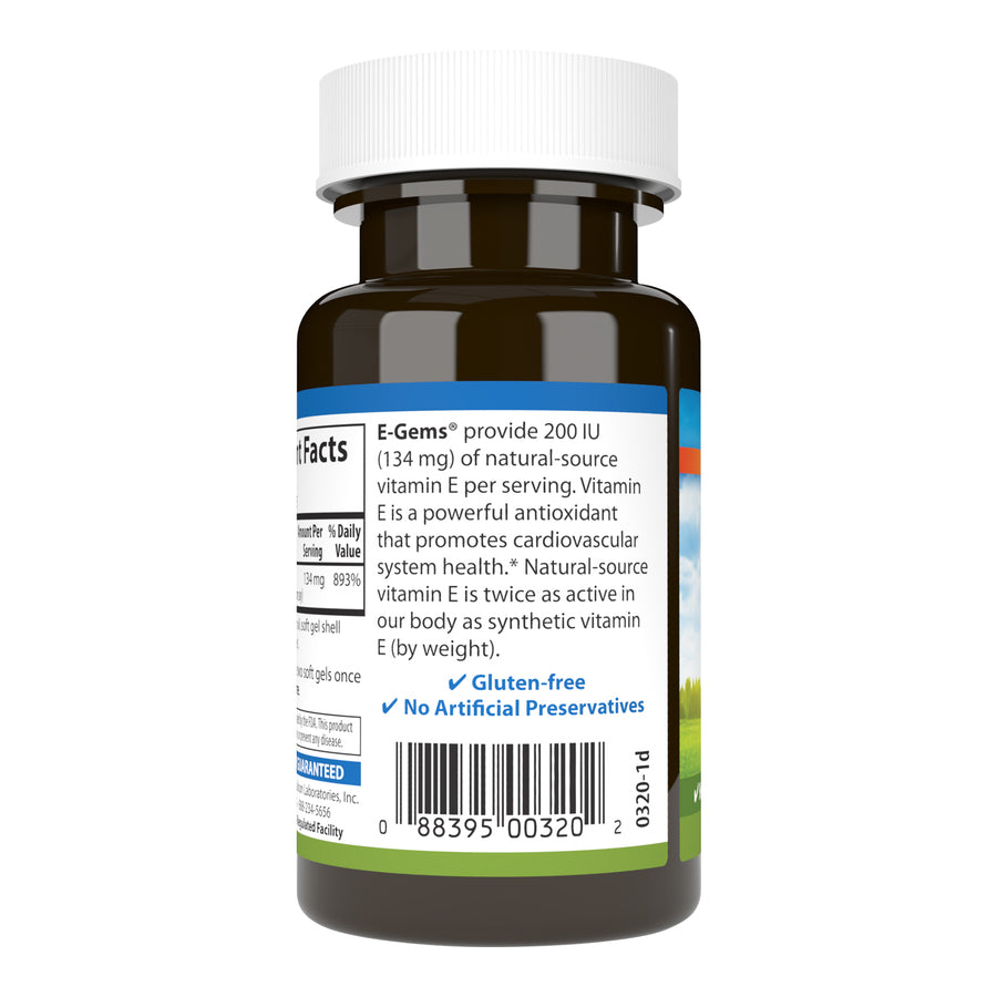 Carlson E-Gems Vitamin E 200 IU (134mg) 90 Soft Gels Heart Health, Antioxidant & Optimal Wellness