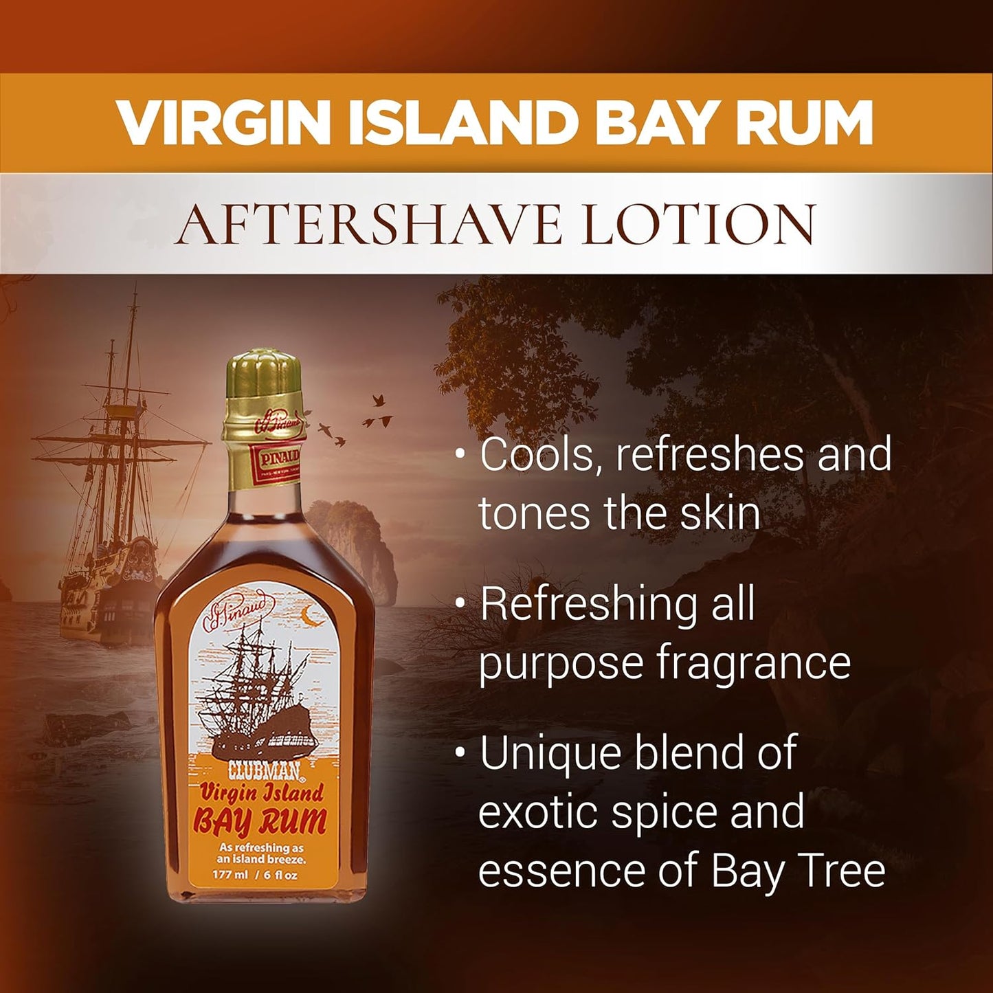 Clubman Virgin Island Bay Rum After Shave Splash 177ml / 6 fl oz
