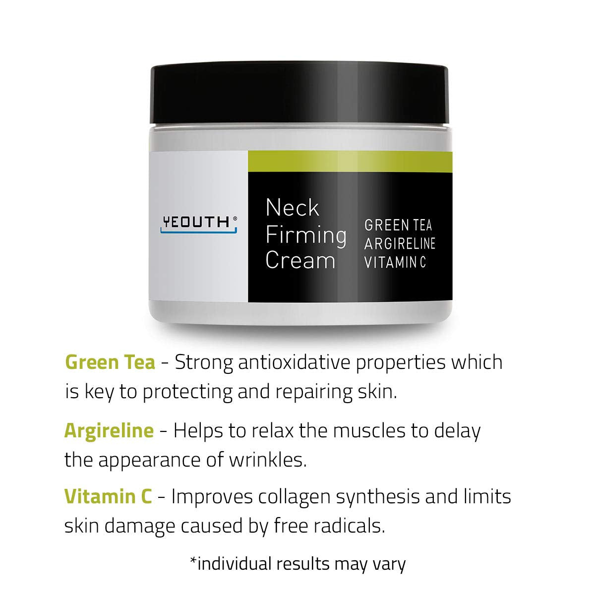 Yeouth Neck Firming Cream Green Tea, Argireline & Vitamin C (2 fl oz)